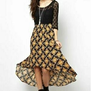 Free People Sz 4 Black  high low festival dress